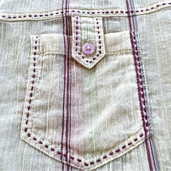 Y2K GAP Cotton Lightweight Semi Sheer Long Sleeve Button Yellow Blouse Size L - Picture 11 of 13